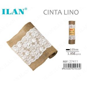 ILAN Nastro di Lino 25cm x 1.8M con Pizzo per Decorazione - Product Image 1