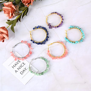 Pendientes <span class=keywords><strong>de</strong></span> <span class=keywords><strong>mujer</strong></span> con virutas <span class=keywords><strong>de</strong></span> <span class=keywords><strong>piedra</strong></span> curativa Natural al por mayor, pendientes <span class=keywords><strong>de</strong></span> cristal <span class=keywords><strong>de</strong></span> grava <span class=keywords><strong>de</strong></span> estilo bohemio para decoración <span class=keywords><strong>de</strong></span> joyería - Product Image 4