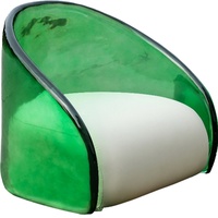 Fauteuil lounge Art Déco en résine transparente verte, chaise unique en résine transparente avec coussin pour espace design
