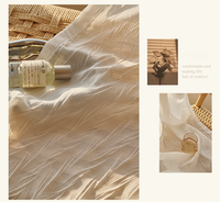 Tissu de rideau transparent froissé de qualité supérieure CC-6-003 90GSM, voile uni extra large 280cm-340cm pour salon et chambre à coucher