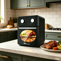 Friteuse à air Anbolife 10L, modèle mécanique personnalisable, directement de l'usine, moins de graisse (80%), commandes rotatives pour la température, sans PFAS