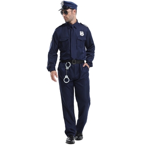 Costume <span class=keywords><strong>de</strong></span> cosplay d'<span class=keywords><strong>agent</strong></span> <span class=keywords><strong>de</strong></span> <span class=keywords><strong>police</strong></span> pour homme adulte, uniforme <span class=keywords><strong>de</strong></span> policier bleu foncé avec taille personnalisée en polyester - Product Image 3