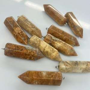 국화석 14X43MM 육각 프리즘 보석 비즈 대형 사이즈 각진 불렛 펜던트 스톤 비즈 DIY 주얼리 제작용 - Product Image 1