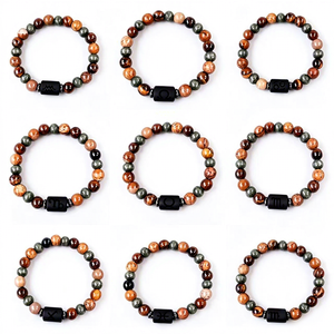 Pulsera de Cuentas de Ojo de Tigre Amarillo de 8mm y Roca Volcánica con los Doce Signos del Zodíaco, Regalo para Parejas, Pulsera de Moda - Product Image 1