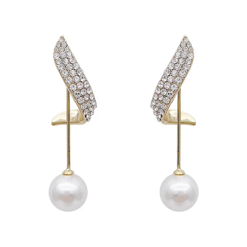 Hot selling fashion vintage crystal earrings pearl drop dangle earrings for elegant women