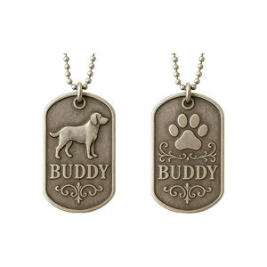 OEM double face en métal chien étiquette d'identification personnalisée gravée au laser nom plaque forces armées recruter collier mâle bijoux cadeaux USA pendentif - Product Image 2
