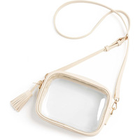 Stade personnalisé approuvé clair sac à bandoulière mode mignon Gameday concert PVC transparent sac de messager avec pompon