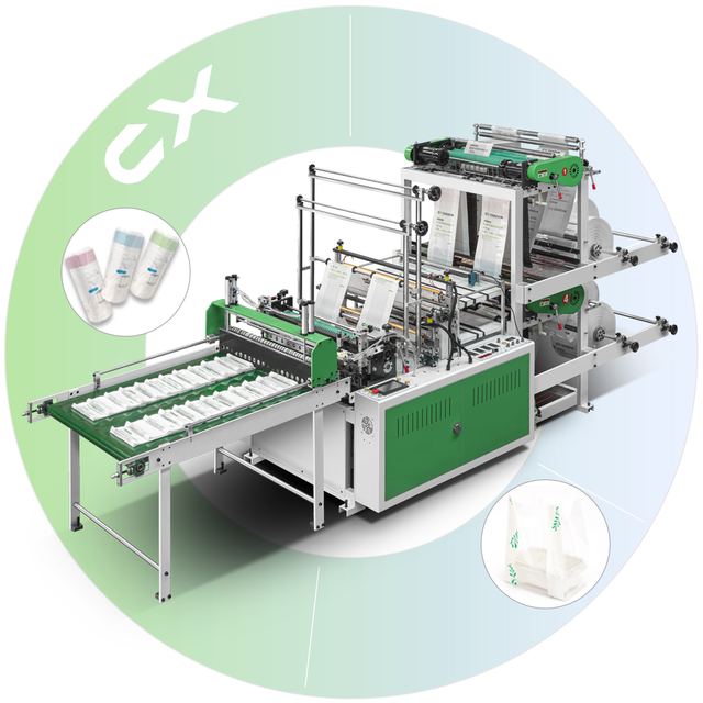 Polythene Bag Making Machine Plastic Bag Machine Double Layers Four Channel Heat Sealing Cold Cutting Shopper Bag Making Machine