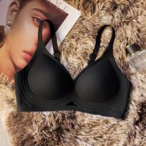 Soutien-gorge sans armatures de qualité alimentaire, sans coutures, en tissu côtelé 3D, grande taille, effet push-up, avec bandes adhésives pour les mamelons, soutien doux, tricoté - Product Image 6