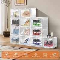 Boîte à chaussures empilable écologique et durable avec porte magnétique grande capacité pour salle de bain et cuisine