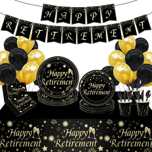 Juego de vajilla de fiesta de cumpleaños para adultos desechable Gradual <span class=keywords><strong>Happy</strong></span> Retirement incluye plato de papel taza tejido decoraciones de mesa elegantes - Product Image 6