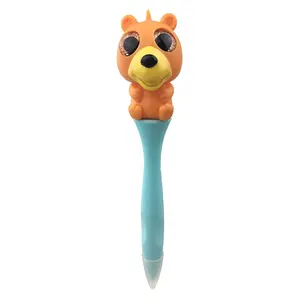 Çok Renkli Hayvan Tasarımları Pop Out Göz Kalemler Yumuşak plastik tükenmez kalem
