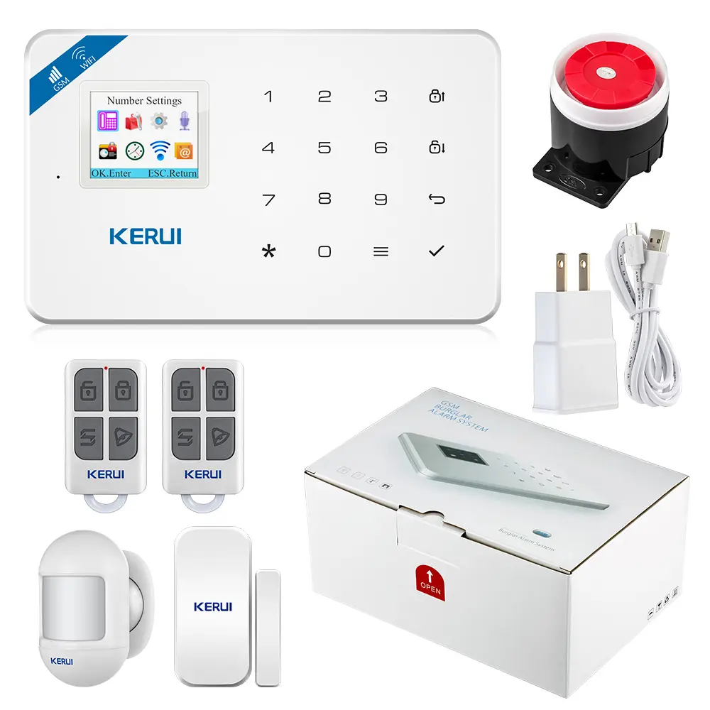 KERUI Tuya W18 Layar TFT WIFI GSM, Alarm Detektor Gerakan Sistem Alarm Keamanan Pencuri Rumah, Kontrol Aplikasi Detektor Asap Api