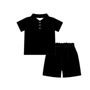 Conjunto de Ropa de Verano para Bebé Niño, Diseño Personalizado BSSO1982, Color Negro Sólido con Estampado, Venta al Por Mayor - Product Image 1