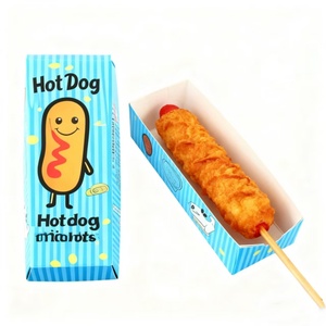 Tùy chỉnh kích thước nhiều thiết kế phân hủy sinh học thân thiện với môi cấp thực phẩm Hotdog Ngô con chó ăn vặt hộp giấy pho mát dính bánh sandwich - Product Image 1