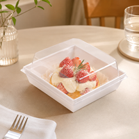 Boîtes à dessert personnalisées avec logo, emballage recyclable pour pâtisseries, avec poignée, couvercle en papier transparent, boîtes à biscuits pour desserts