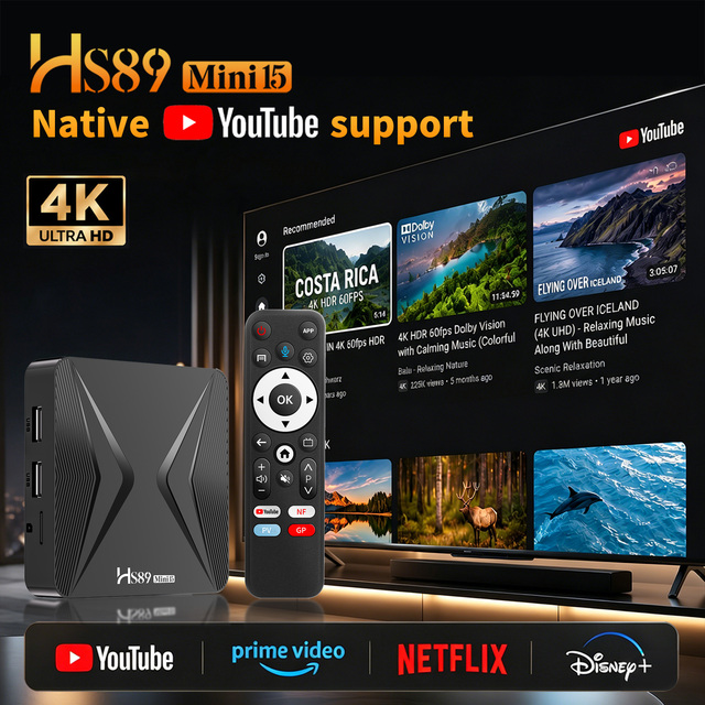 2026 New Hot Selling Android TV Box HS89 MINI 15 TV Rockchip RK3539 2GB 4GB RAM 16GB 32GB ROM Dual Wifi6 Set-top Box Factory