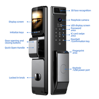 Vente chaude Interphone vidéo en temps réel entièrement automatique Serrure de porte numérique Wifi intelligente Caméra antivol Serrure intelligente sans clé numérique