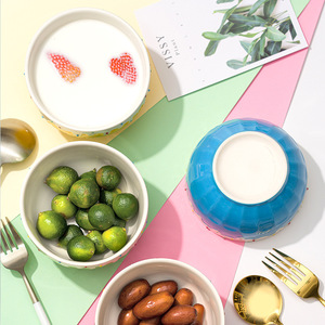 Envío gratis: Tazón de cerámica para helado de 4.75 pulgadas, estilo Instagram, tazón individual para ensalada de frutas, lindo tazón para yogur para uso doméstico. - Product Image 1