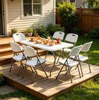 Table pliante rectangulaire légère et portable en plastique HDPE de 6 pieds pour banquet, camping, restauration, pique-nique