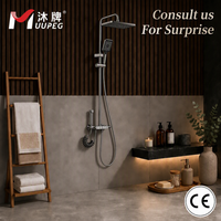 Ensemble de robinetterie de douche murale en laiton avec barre coulissante, pommeau de douche carré effet pluie et jet doux, valve en céramique pour hôtel, villa, appartement