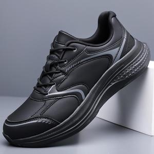 Chaussures de course pour hommes en cuir véritable, doublure en mesh, semelle extérieure en caoutchouc, semelle intermédiaire en EVA, respirantes, semelle souple, chaussures de sport - Product Image 2