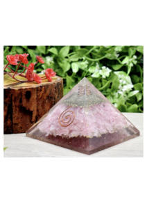 Pyramide d'orgonite en quartz rose faite à la main, cristal de guérison, décoration - Décoration d'intérieur et cadeau respectueux de l'environnement - Product Image 3