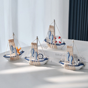 Modelo de barco de estilo mediterráneo, adorno de velero de madera, decoración para escritorio, hogar, sala de estar, paquete de una sola pieza - Product Image 3