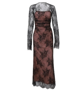 Dropshipping de vêtements pour femmes de la mode américaine, style <span class=keywords><strong>mature</strong></span>, dentelle sexy, tempérament, ceinture, manches longues, bretelles, robe élégante - Product Image 6