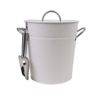 Seau à glace portable en métal noir grande capacité avec couvercle et support pour pelle, idéal pour les fêtes en extérieur, bars, bières et vins.