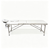 Table de massage pliable multifonctionnelle à 2 sections avec pieds en acier inoxydable, lit de spa portable avec appui-tête