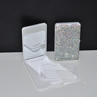 Miroir pliant Portable de voyage en strass de luxe et ensemble de brosses à cheveux avec brosse à cheveux miroir de peigne à cheveux de poche