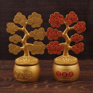 Alloy Money Tree Spinning <b>Ornament</b> Gourd Shape Feng Shui Lucky Charm Home Decoration Chinese New Year Multi Piece Package - Product Image 3