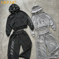Ensemble de survêtement personnalisé pour homme, tenue décontractée en molleton doux, sweat à capuche zippé oversize, ensemble de survêtement ample pour usage quotidien