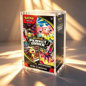 Boîte de présentation magnétique en acrylique, adaptée aux boîtes de boosters Pokémon TCG Mega Evolution Perfect Order. - Product Image 1