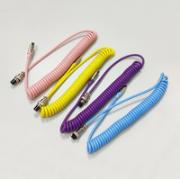 Kabel Keyboard Mekanik USB ke Type-C Model Spiral Berlapis Ganda dengan Konektor Aviator Konduktor Tembaga Murni untuk Komputer