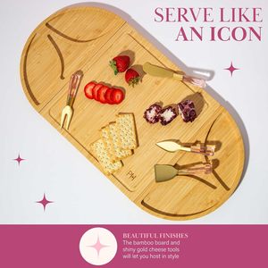 <span class=keywords><strong>Paris</strong></span> Hilton Lot de 7 planches à fromage en bambou magnétiques personnalisables Ustensiles de service en acier inoxydable rose pour la cuisine à domicile - Product Image 2