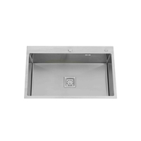 Nouvelle Tendance Éviers de Cuisine YINGTAO à Cuve Unique en Acier Inoxydable 304 Poli Contemporain, Deux Trous, Sous-Montage, Fait Main, Nano, Garantie 5 Ans