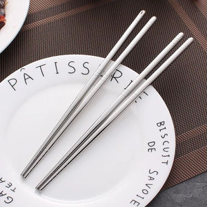 304 Stainless Steel Chopsticks Thickened Square Anti Slip For Adults And Children 22cm 19cm Food Grade <b>Microwave</b> Oven Safe - Product Image 2