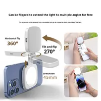 LED rechargeable 180 °   Mini anneau lumineux magnétique pour selfie, 3 modes réglables, miroir intégré pour l'éclairage photographique