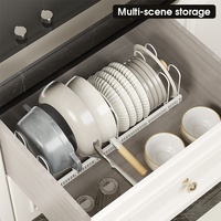 Étagère à vaisselle extensible pour armoire de cuisine, organisateur de plats, support réglable pour bols, étagère de rangement en fil métallique, 30-58 cm, blanc