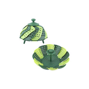 Panier vapeur pliable multifonctionnel en silicone pour légumes, personnalisable avec logo, pour cuisine domestique, en plastique portable - Product Image 1