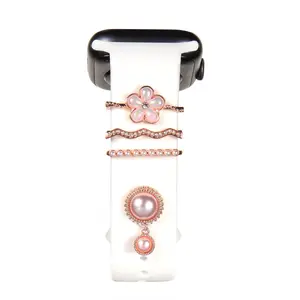 Леопардовые шармы для apple watch, силиконовые ремешки, металлическое декоративное кольцо для Apple Watch Band series 6/SE