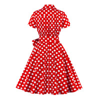 Grande taille X-4XL Vintage robe à pois pour les femmes à manches courtes col en V balançoire ceinture 50s 60s Pin Up Rockabilly robe de soirée Vestidos