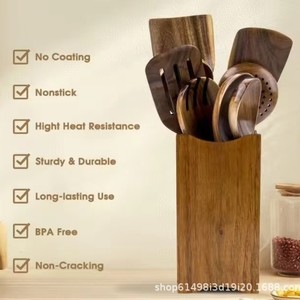 Wooden spatula, household <b>kitchen</b> spatula, non-stick, heat-resistant, for stir-frying, rice scoops, and soup ladles. - Product Image 3