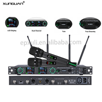 Sistema de Micrófono Inalámbrico UHF M-8605 de 640-690MHz con Pantalla TFT de Doble Canal y Preamplificador de Tubo para Iglesia, Conferencias, Reuniones, Escenarios