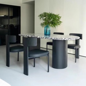 Minimalist Designer <b>Chair</b> Upholstered <b>Dining</b> <b>Chair</b> Black <b>White</b> Adult Use - Product Image 4