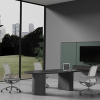 Table de réunion ovale à extrémités arrondies, bureau de conférence de qualité E0, mobilier de bureau commercial