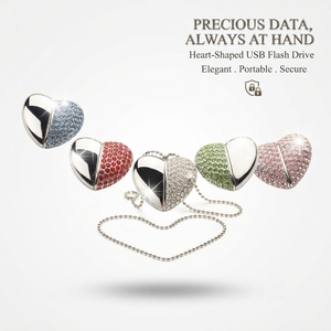 High Quality 2.0 <strong>Interface</strong> Necklace Heart Shape Metal Custom Diamond USB Flash Drive 16GB 32GB 64GB Storage for Gift - Product Image 4