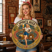 Plaque Métallique Gaufrée Vintage Sports Beer Pinup Girl Energy Refresh Pubs Wall Art, Personnalisée, Fournisseur Direct d'Usine OEM